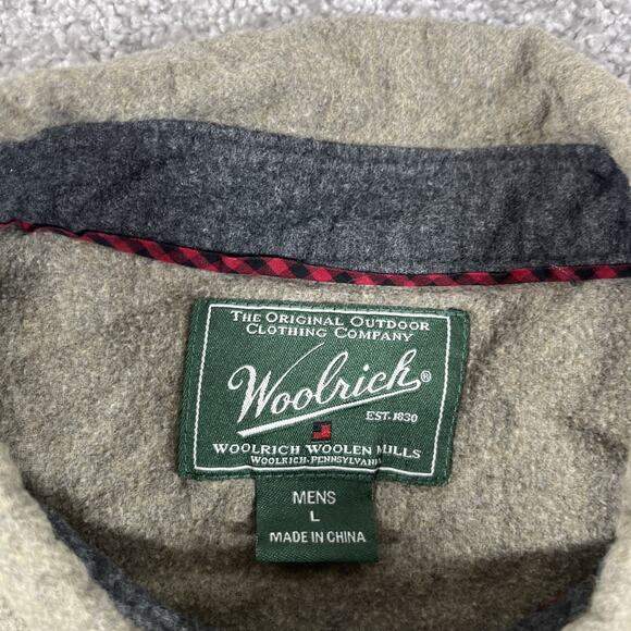 Woolrich Flannel Shirt Mens Large Button Down Outdoors Cotton Shale Gray Brown - Picture 3 of 12